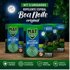KIT COM 3 ESPIRAIS MAT INSET BOA NOITE –PROTEÇÃO TOTAL CONTRA MOSQUITOS