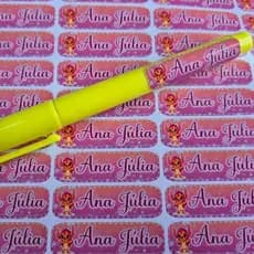 Etiqueta com 75 Adesivo Escolar Personalizada - Stitch Rosa - Vinil -Resistente à água