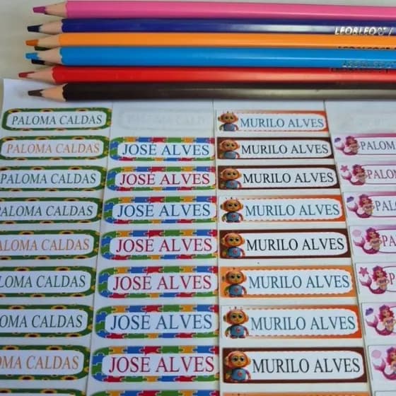 Kit 75 Etiquetas Escolares Personalizadas Ideal para Material Escolar - à Prova D´água