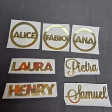 Kit apliques nome personalizado adesivo - Adesivo personalizado - nome em aplique -adesivo dourado personalizado