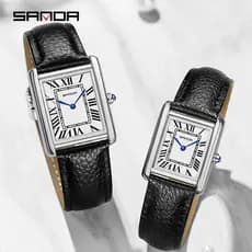 Sanda 1108 Nova Escala Romana Casal Relógio De Quartzo Cinto Tendência Elegante À Prova Dwaterproof Água Simples Criativ