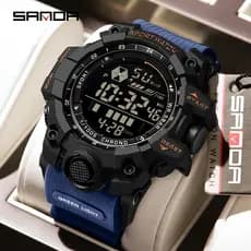 SANDA Novo 6229 Relógio Eletrônico Masculino Moda Esportes Multifuncional À Prova D'água LED Digital