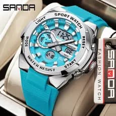 SANDA Top Marca De Luxo Dual Display Homens Esportes Relógio Eletrônico Ao Ar Livre Militar Estilo G LED De Pulso Digita