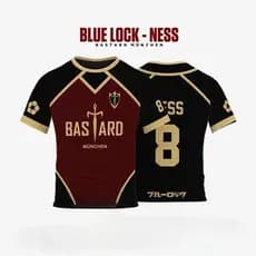 Camisa De Verão Futsal Cosplay Futebol Motivo VL Replika Azul Bloqueio Anime Bastard Munchen Dos Homens T Manga Curta Cr