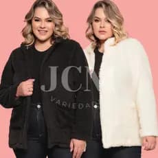 Casaco Feminino Teddy Ted Peludo Manga Longa Capuz Inverno