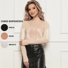 Blusa Feminina Manga Longa Gola Alta Segunda Pele Cacharrel Suplex Inverno