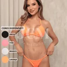 Conjunto Biquíni Fio Dental Fita Cortininha Amarração Marquinha Bronzeamento