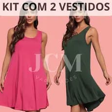 kit Vestido Feminino Regata Curto em Viscolycra Liso e Elegante