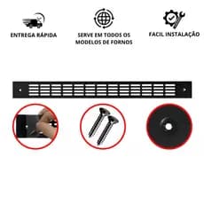 Grade Grelha de Ventilação para Forno de Embutir e Micro-ondas Preta 60cm