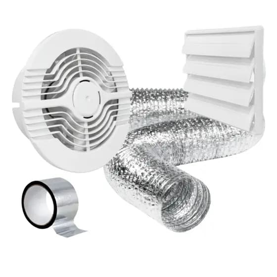 Exaustor Ventilador Banheiro 100mm Com Grade  E Duto Silencioso Banheiro Lavabo Closet 110v 220v