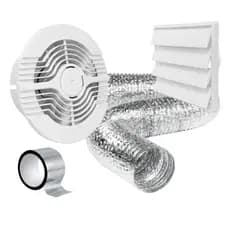 Exaustor Ventilador Banheiro 100mm Com Grade  E Duto Silencioso Banheiro Lavabo Closet 110v 220v