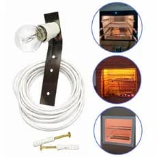 Kit Iluminação Churrasqueira Lâmpada 150w Fio para Alta Temperatura Em Silicone Soquete Suporte 1,5m