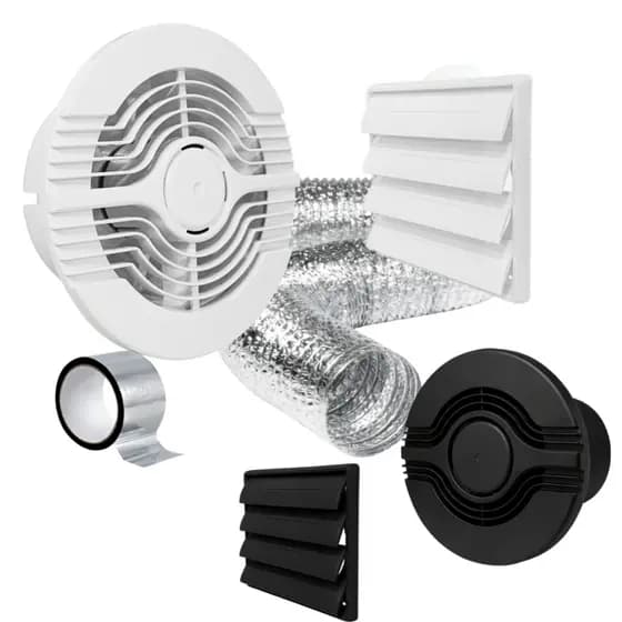 Exaustor Ventilador Banheiro 150mm Com Grade  E Duto Silencioso Banheiro Lavabo Closet 110v 220v