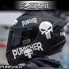 Adesivo Capacete Moto AGV GSB LS2 Integral Personalizado Caveira PUNISHER Modificacao