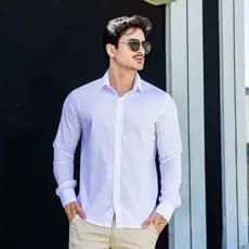 Camisa Social Masculina Manga Longa 100% Algod茫o Estilo Sofisticado