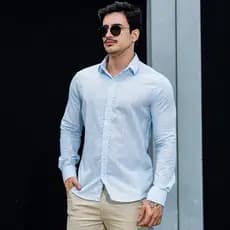 Camisa Social Masculina Manga Longa 100% Algod茫o Premium Atemporal