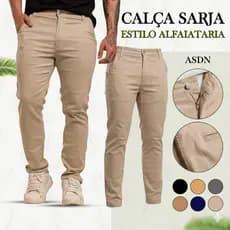 Cal莽a Masculina Slim Sarja Elastano Brim Confort谩vel Casual Esporte Fino N茫o Desbota N茫o Pega Pelo