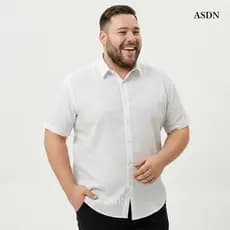 Camisa Plus Size Manga Curta Masculina Algod茫o Textura Linho Casual Confort谩vel Leve