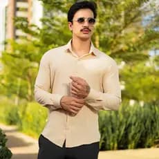 Camisa Masculina Manga Longa Com Lycra Slim Fit Confort谩vel Leve Respir谩vel N茫o Amassa Premium