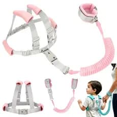 Cinto Antifuga Infantil 2 em 1 com Pulseira - Cabo Inquebrável, 360° Rotação, Ideal para Viagens e Parques