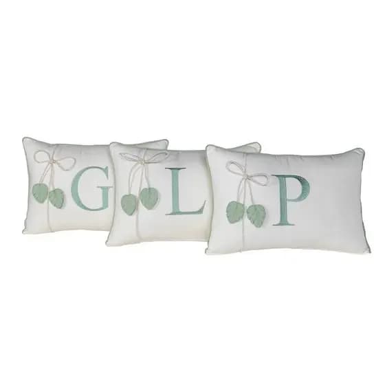 Almofada Decorativa Personalizada Bordada com Inicial do Nome Verde