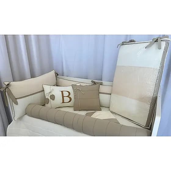 Kit Berço Americano Menino Safari Bita Com Almofada de Letra caqui 11 Pçs Algodão