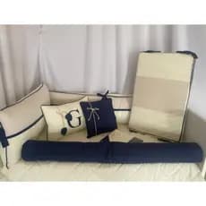 Kit Berço Americano Menino Safari Bita Com Almofada de Letra azul marinho 11 Pçs Algodão