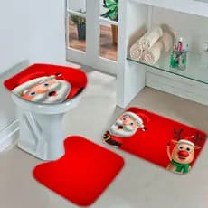 Jogo Tapetes de Natal para Banheiro 3 Peças Feliz Natal Premium