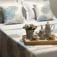 Kit Peseira Piquet Queen Estampado 2.25m x 45 cm + 2 Capas Almofadas 40cm x 40cm