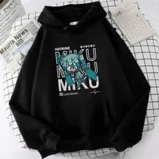 Moletom Hatsune Miku Personagem 2D Banda Kawai Personagem Musica Algodão Blusa Unissex Agasalho Canguru