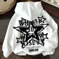 Moletom Estampado Manga Longa Blusa de Frio Casual Estrela Wisdom Aesthetic Agasalho Moda Feminina