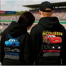 Kit Casal 2 Moletom Carros Sally e Relâmpago Mcqueen Blusa de Frio Flanelado Namorados Alta Qualidade Envio Imediato