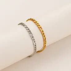 PULSEIRA DOURADA/PRATA MASCULINA 3x1 Aço Inoxidável 2mm Fininha