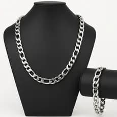 Kit Corrente prata 925 masculina + Pulseira aço inoxidável 3x1