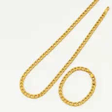Conjunto Corrente Masculina 6mm Corrente e Pulseira Dourada Aço Inoxidável 3x1