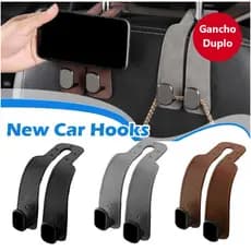 Gancho Universal Para Encosto De Cabeça De Assento De Carro-Duplo Couro Premium , Cabide De Liga Grande Com Suporte