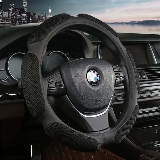 VL02 - Capa Para Volante De Carro Antiderrapante Fibra de Carbono Respirável Esponja Almofada Universal 38cm