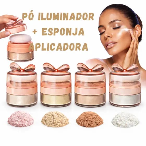 CocoFleur Iluminador Facial  com Esponja | Glow Natural | Alta Pigmentação 6G