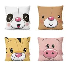 Kit 4 Capas de Almofadas Infantil Decorativas Animais e Bichos Safari 40x40 - VaiPraMix