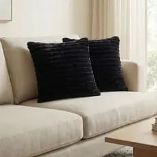 Kit 2 Almofadas Luxo Soft Wave Decoração Sofá Sala 45x45 Preto  - Vaipramix