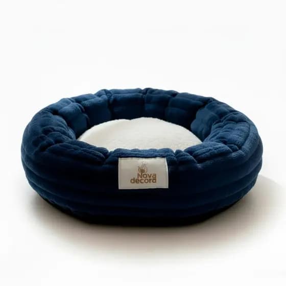 Cama Para Cachorro e Gato Pequeno Ninho Nuvem Caminha Pet Luxo Confortável 50cm Azul Marinho - Vaipramix
