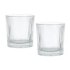 Kit 2 Copo de Vidro De 350ml Canelado Para Agua Café Drinks Mesa Resistente