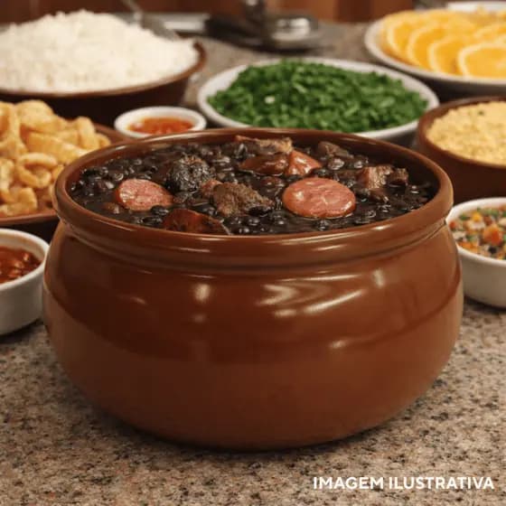 Cumbuca 1L Caldo Servir Porção de Feijoada Restaurante Cerâmica Refratária Marrom