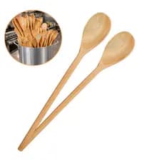 Kit 2 Colher Grande de Pau 45cm Madeira Resistente Merenda Escolar Utensílio Cozinha Simples