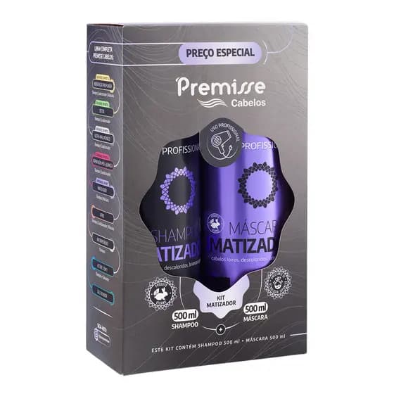 Kit Shampoo Matizador e Máscara Matizadora 500ml - Premisse
