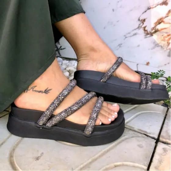 Papete Birken Plataforma Alta Sandália Feminina Flatform TZ03