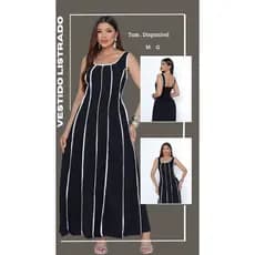 VESTIDO FEMININO LONGO REGATINHA LISTREDO