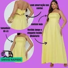Vestido Longo Alfaiataria Tomara Q Caia Festa Madrinha Casamento Formatura Bojo Amarração Nas Costas