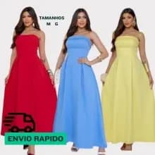 Look Festa Vestido Longo Tomara Q Caia Com Decote e Amarração Nas Costas Tendência Blogueira