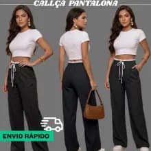 Calça Pantalona Feminina Wide Leg Cintura Alta Com Cordão Moda Confortável